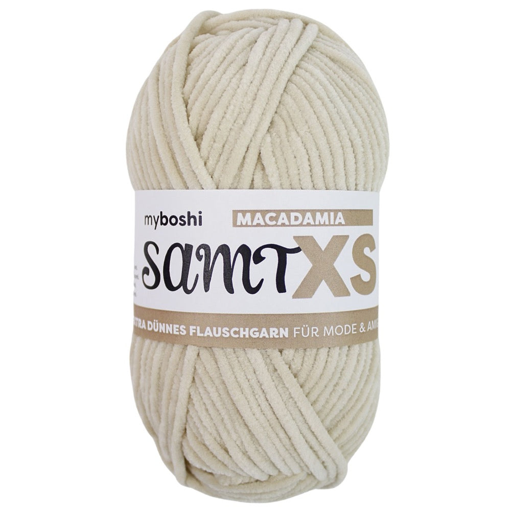 MYBOSHIYARNS Samt XS Macadamia - 50 g (1.76 oz) - 90 m (98 yds) - Medium 4-Weight (Brown)