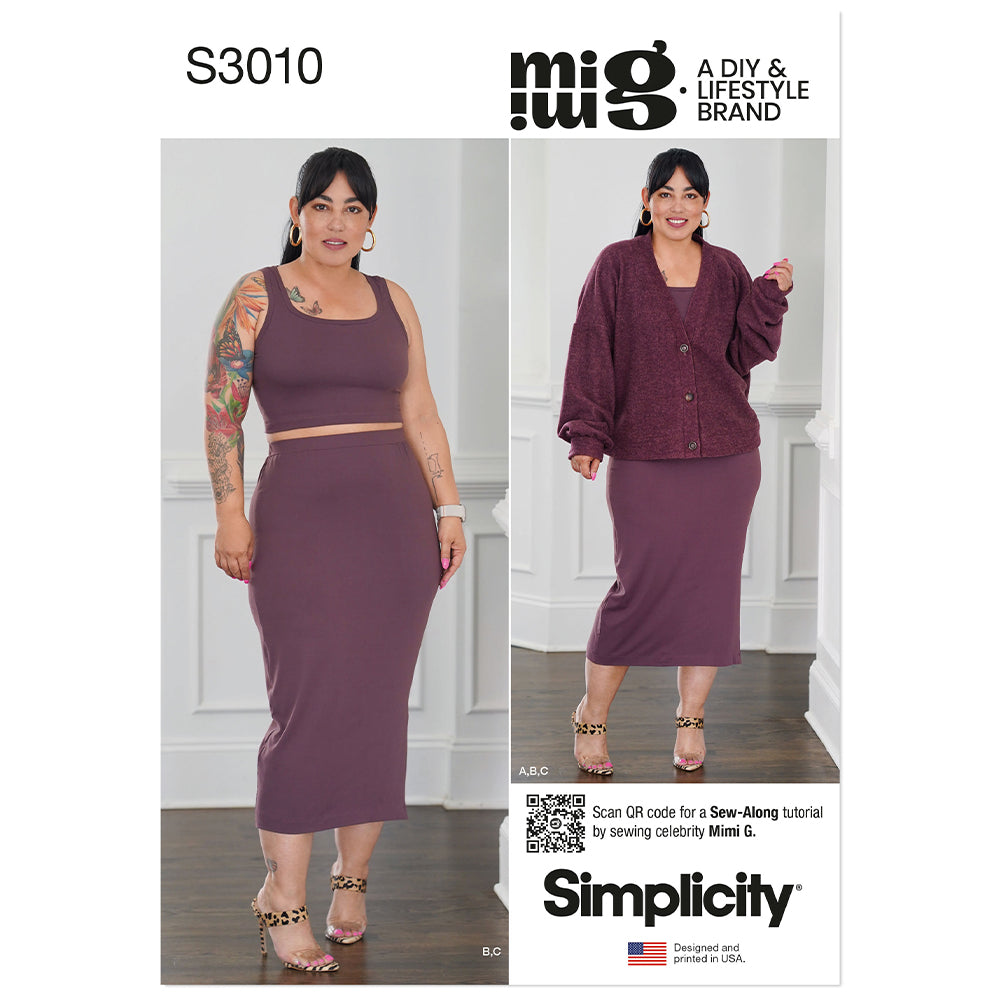 SIMPLICITY Misses Knit Cardigan, Tank Top and Skirt by Mimi G Style