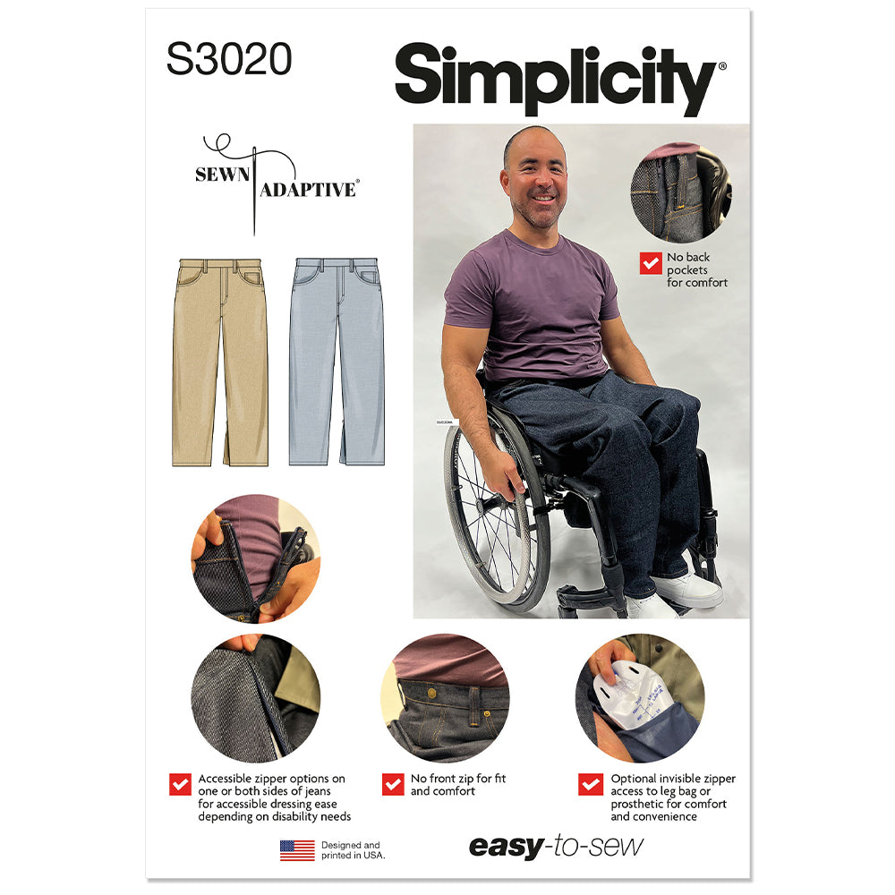 SIMPLICITY Unisex Adaptive Jeans by Sewn Adaptive