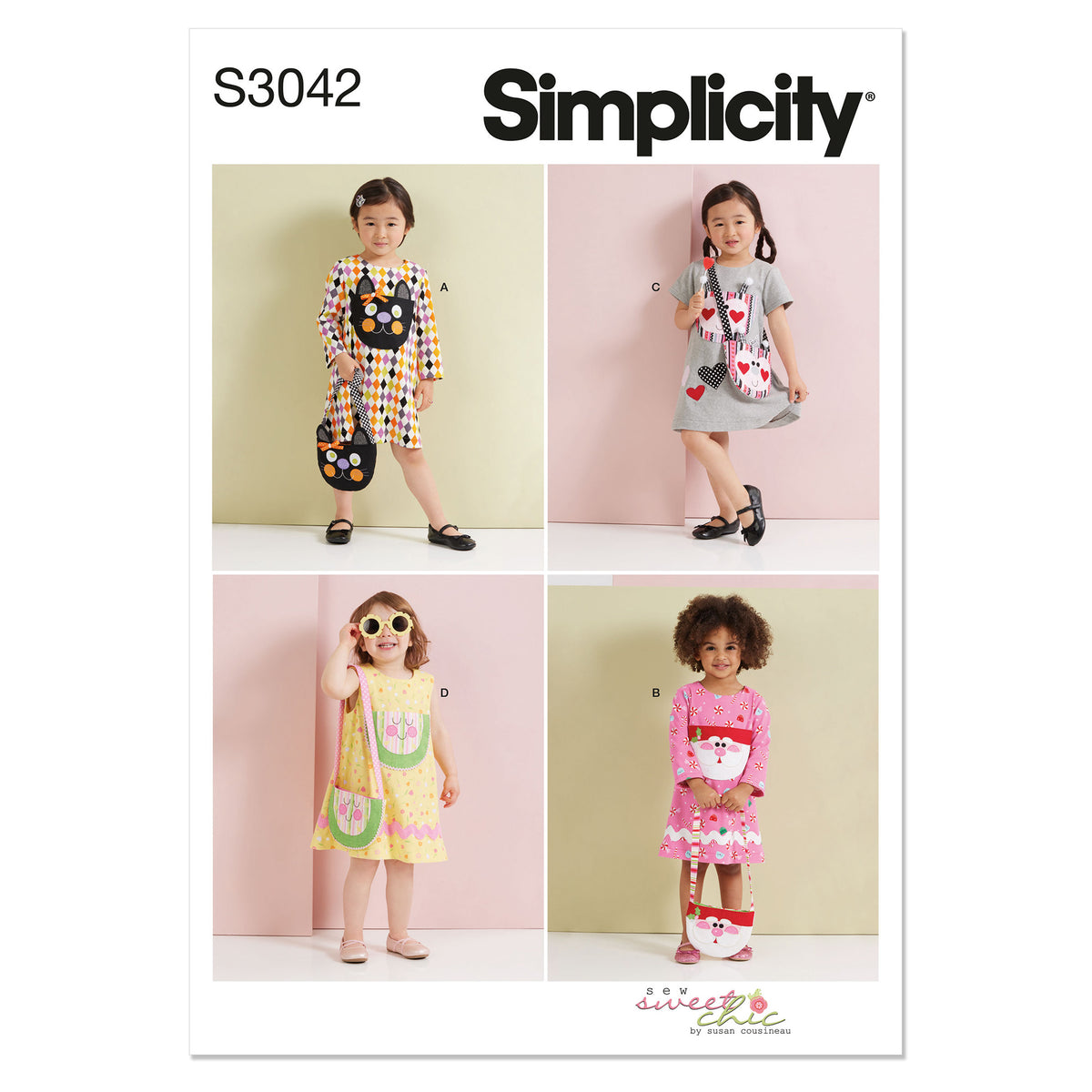 SIMPLICITY Toddlers Dress with Sleeve Variations and Purse by Sew Sweet Chic by Susan Cousineau