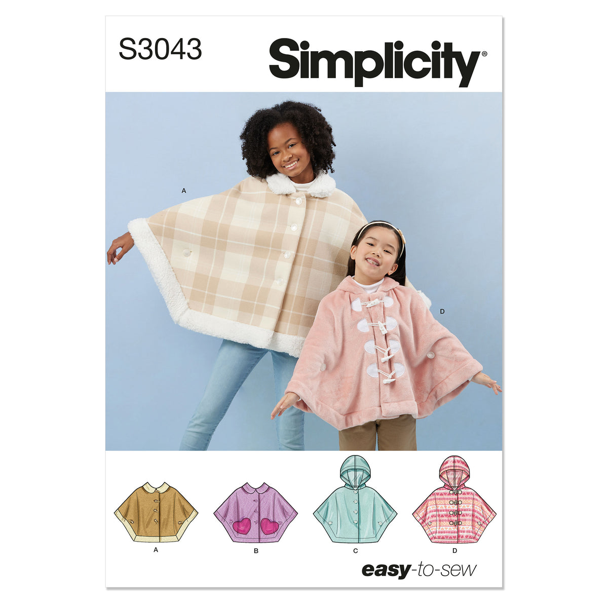 SIMPLICITY Childrens and Girls Ponchos