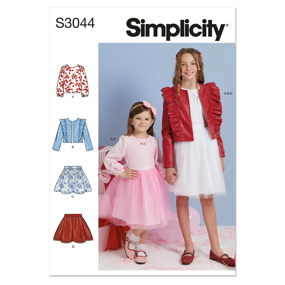 SIMPLICITY Childrens and Girls Skirts, Jacket and Knit Top