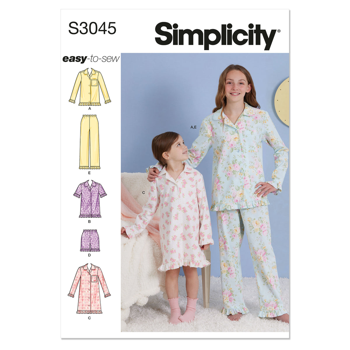 SIMPLICITY Childrens and Girls Lounge Tops, Gown, Shorts and Pants
