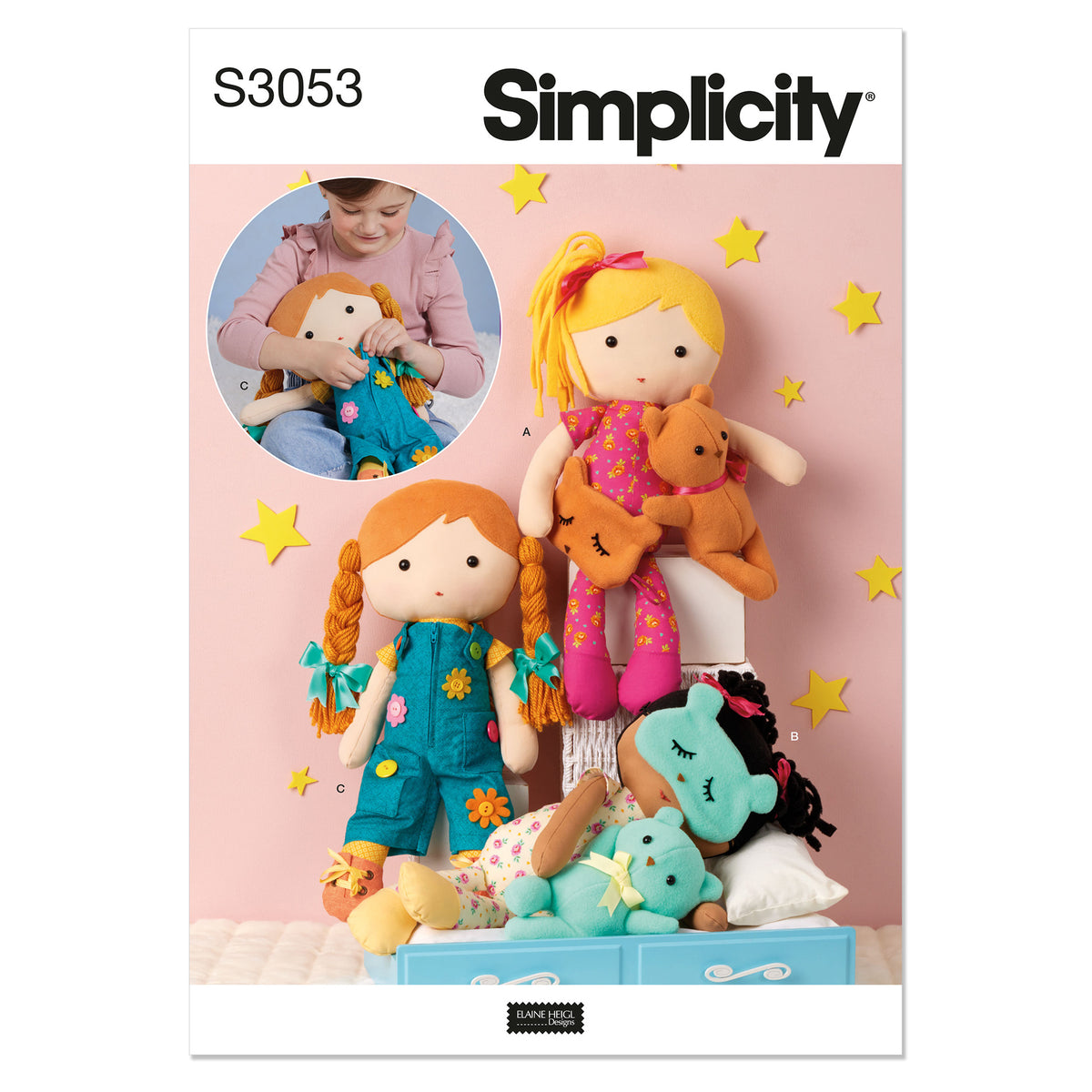 SIMPLICITY Stuffed Dolls with Clothes by Elaine Heigl Designs
