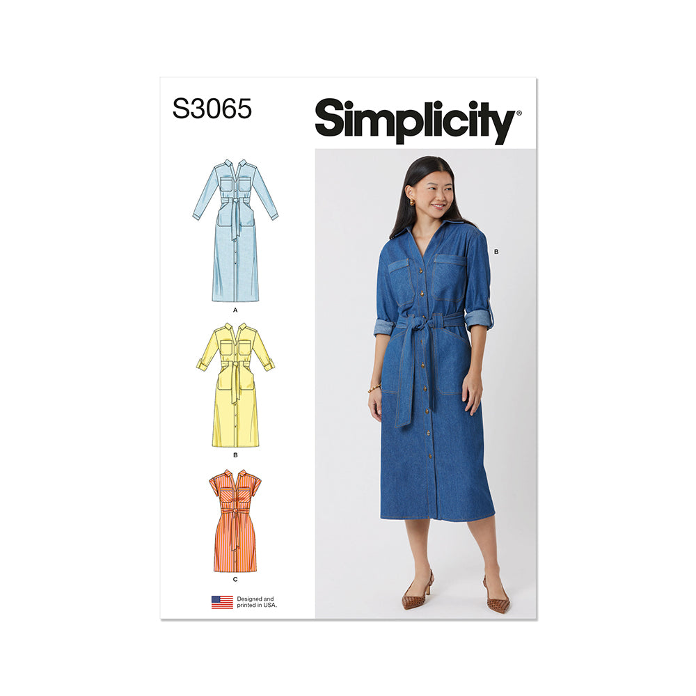 SIMPLICITY S3065 Misses' and Women's Dresses with Tie Belt