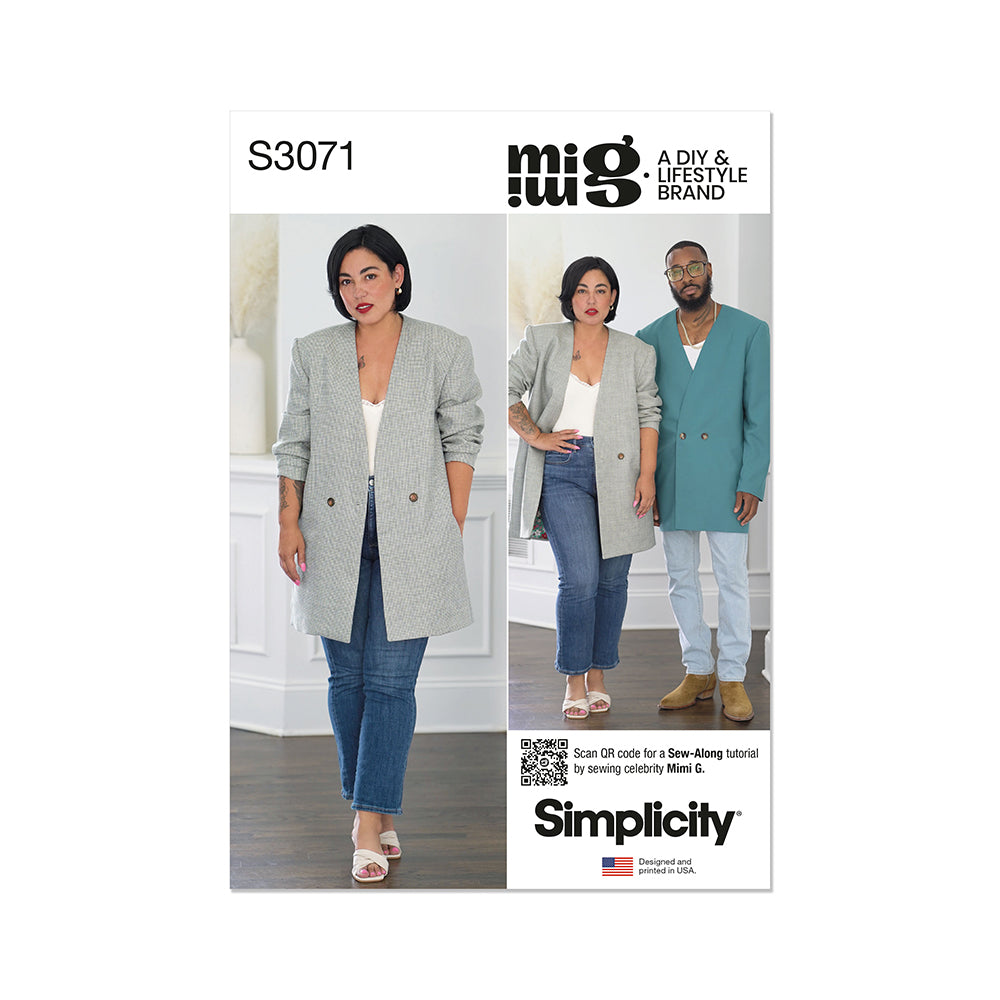 SIMPLICITY S3071 Unisex Blazer by Mimi G Style