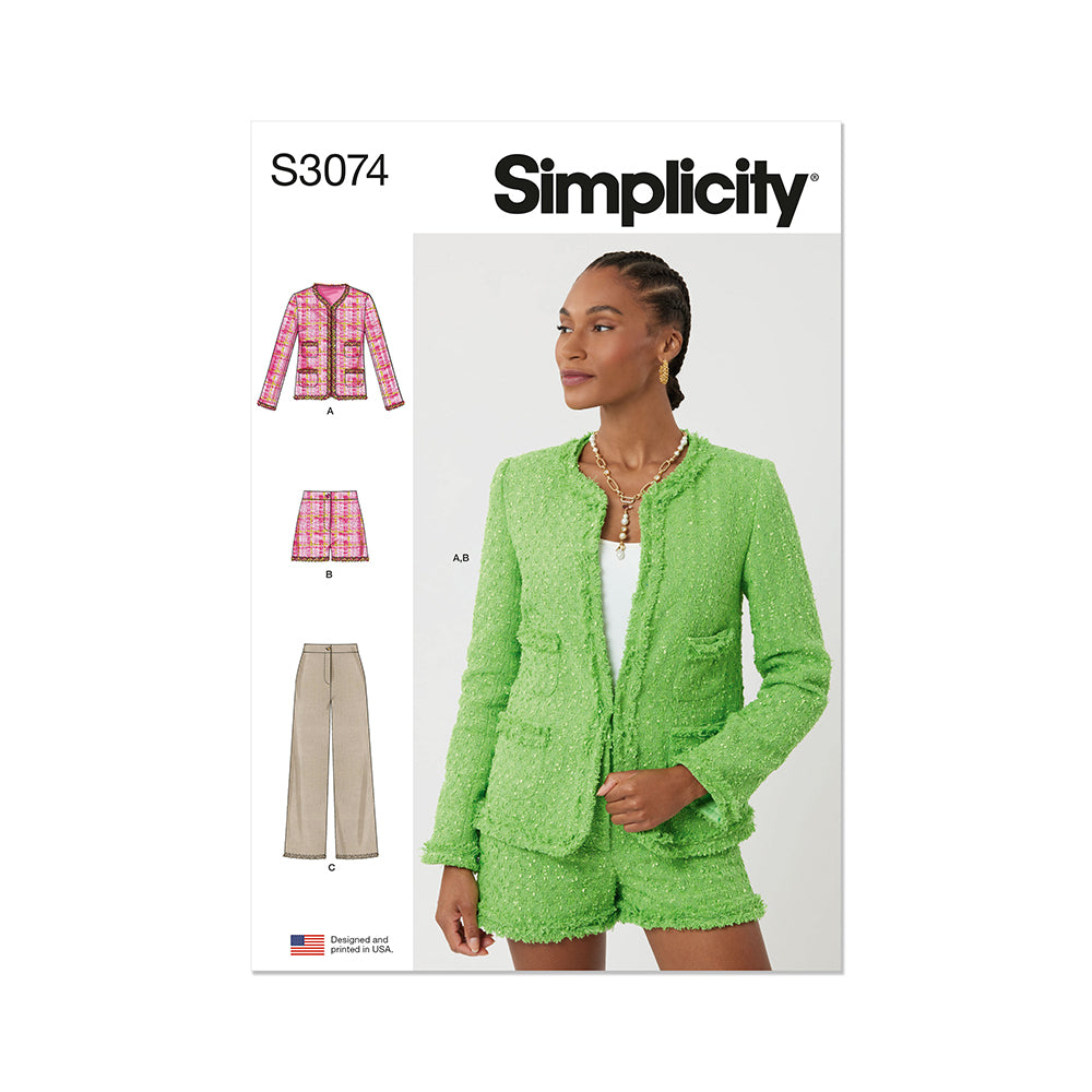 SIMPLICITY S3074 Misses' and Miss Petite Jacket, Shorts and Pants