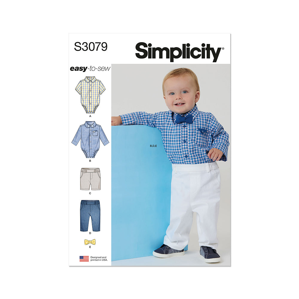 SIMPLICITY S3079  Babies' Bodysuits, Shorts and Pants