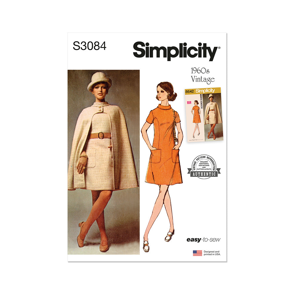 SIMPLICITY S3084 Misses' Cape and Dress