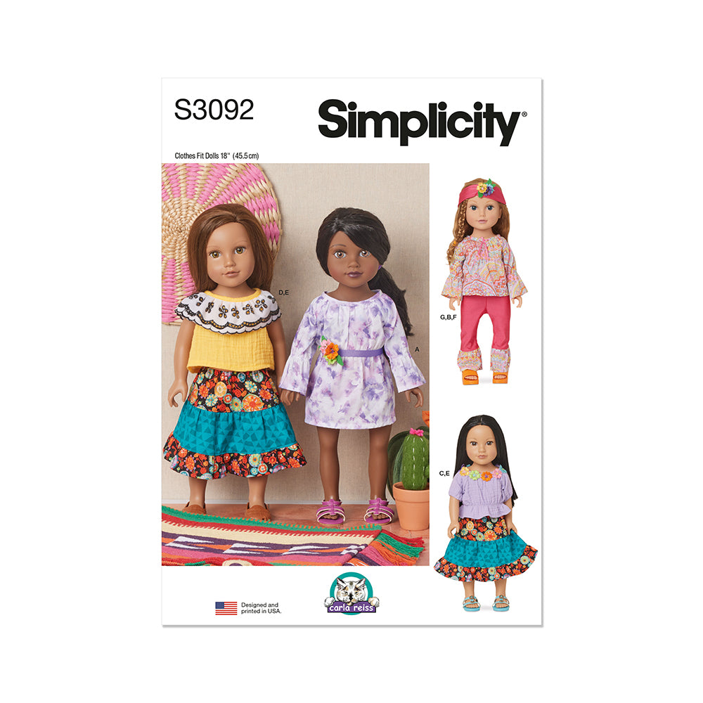 SIMPLICITY S3092 18 Doll Clothes by Carla Reiss