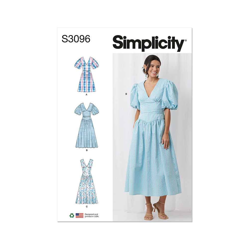 SIMPLICITY S3096 Misses' and Women's Dress with Length and Sleeve Variations