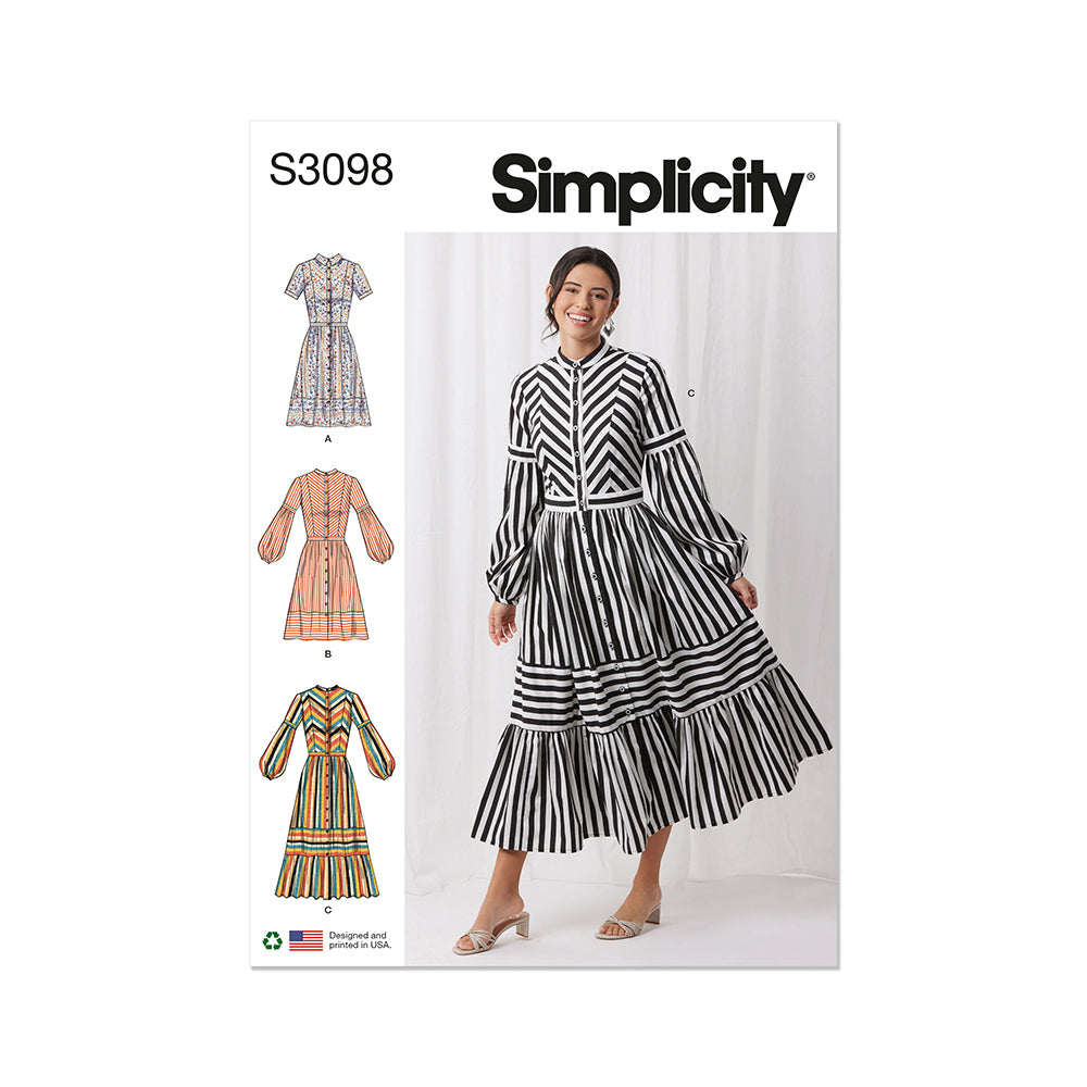 SIMPLICITY S3098 Misses' Dress with Sleeve and Length Variations