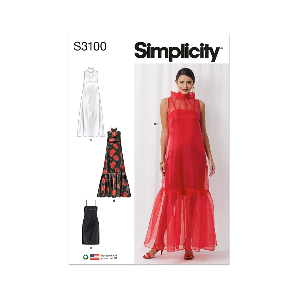 SIMPLICITY S3100 Misses' Special Occasion Dress and Slip