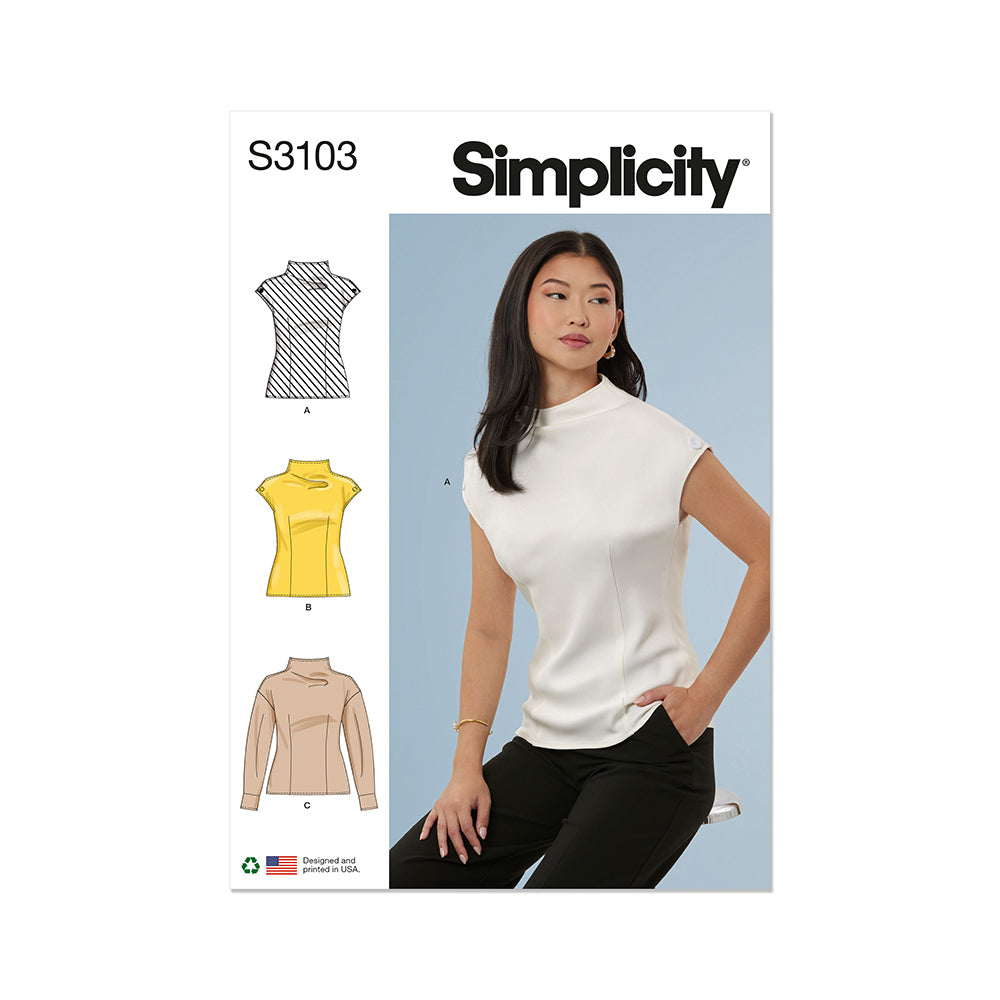 SIMPLICITY S3103 Misses' Top with Sleeve Variations