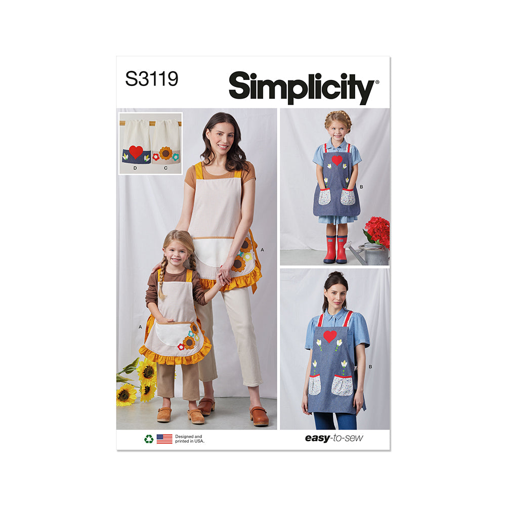 SIMPLICITY S3119 Children and Misses' Aprons and Kitchen Accessories