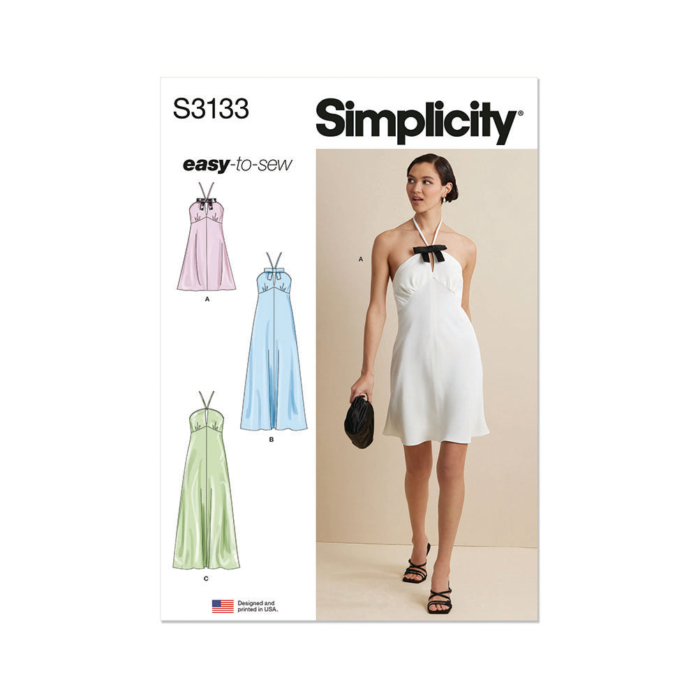 SIMPLICITY Misses Halter Dress in Two Lengths