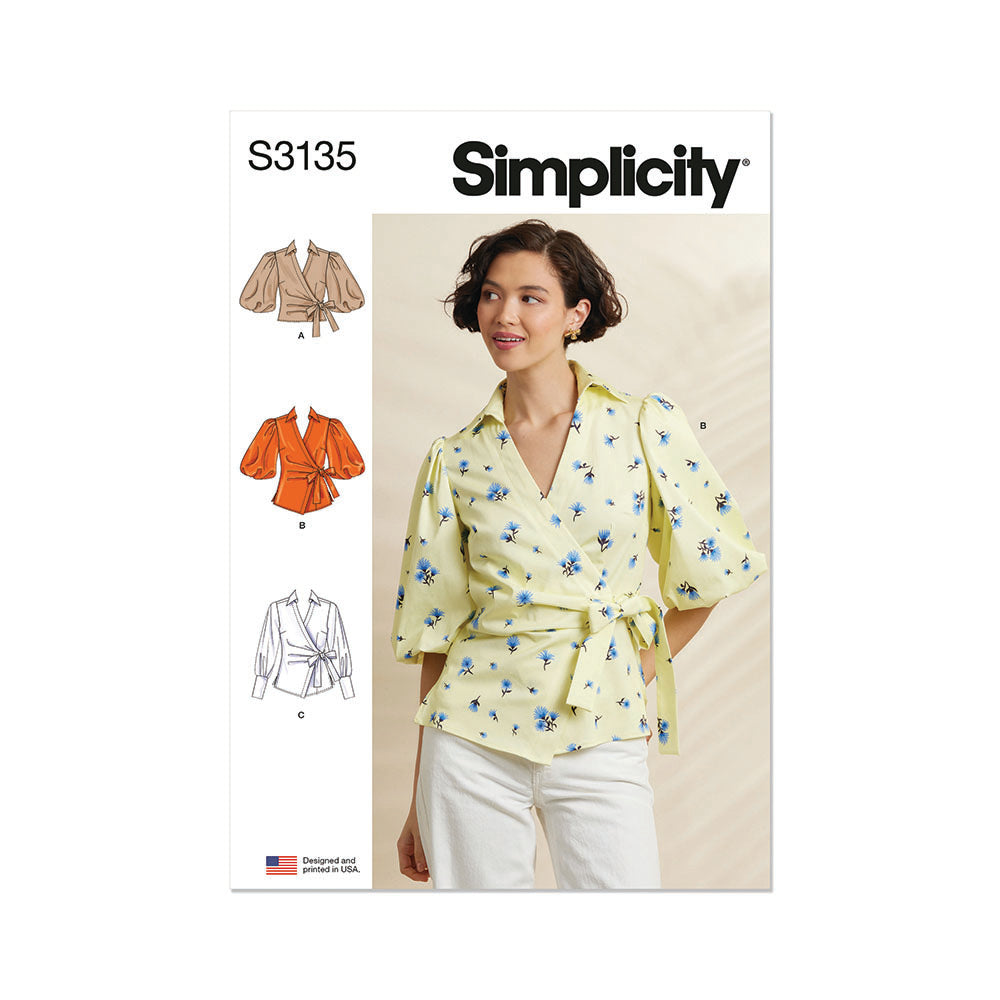 SIMPLICITY Misses Wrap Top with Sleeve Variations