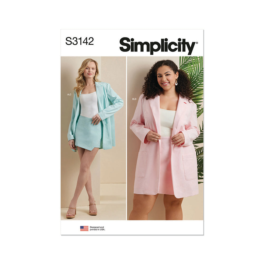 SIMPLICITY Misses and Womens Blazer and Skorts