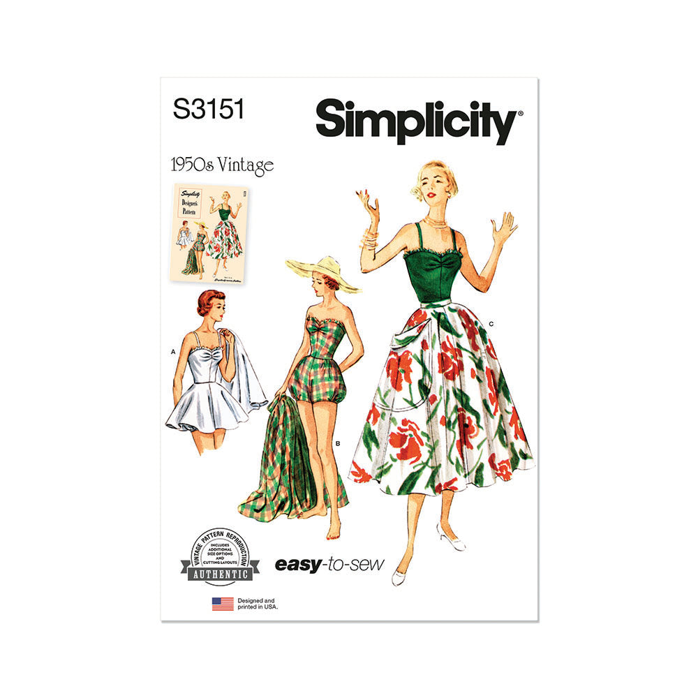 SIMPLICITY Misses One Piece Bathing Suit and Skirt