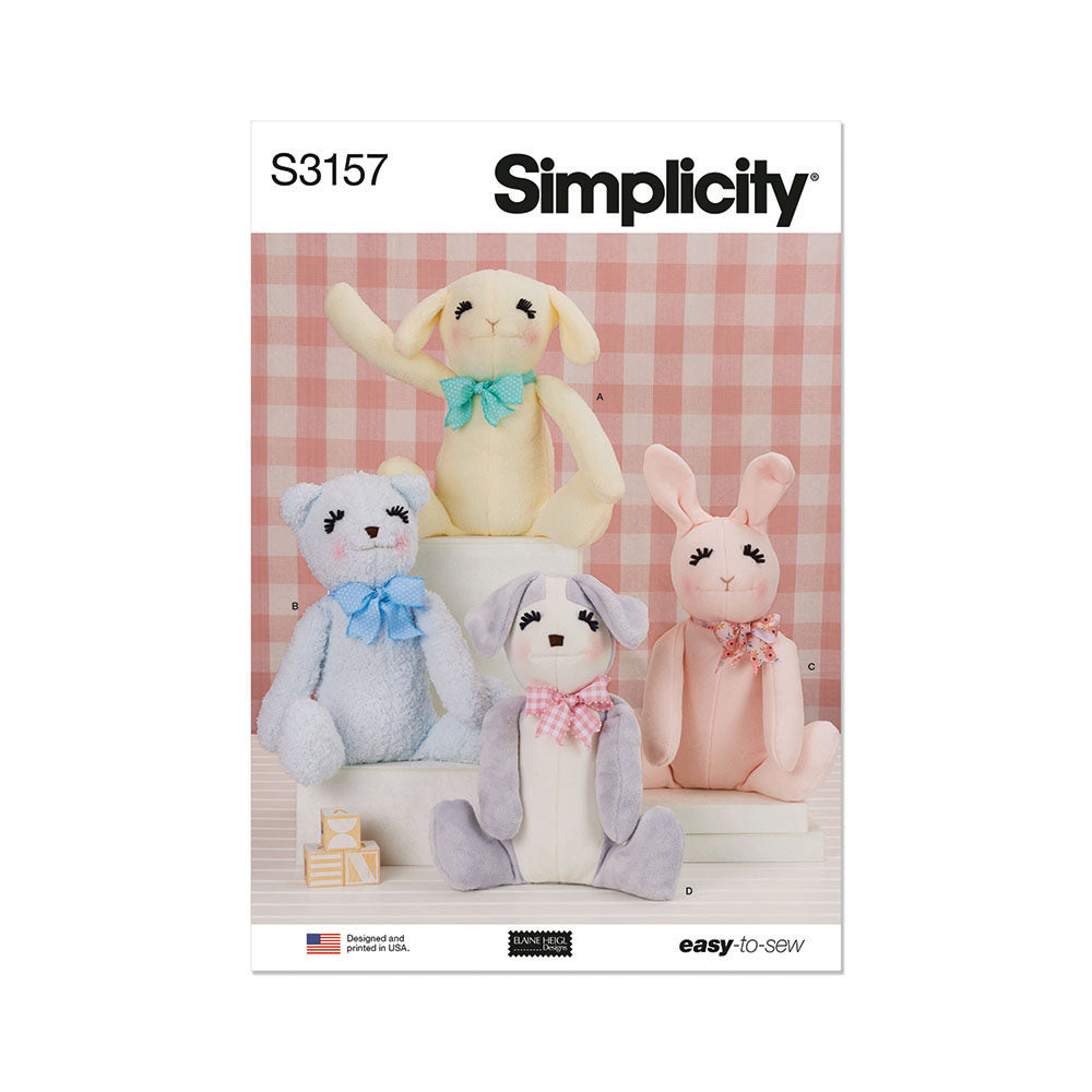 SIMPLICITY Seated Plush Animals by Elaine Heigl Designs