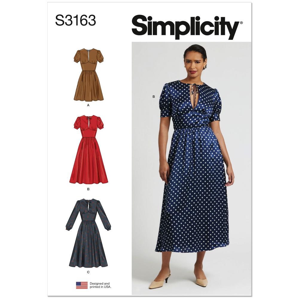 SIMPLICITY S3163 Misses' and Women's Dress with Sleeve Variations In Two Lengths