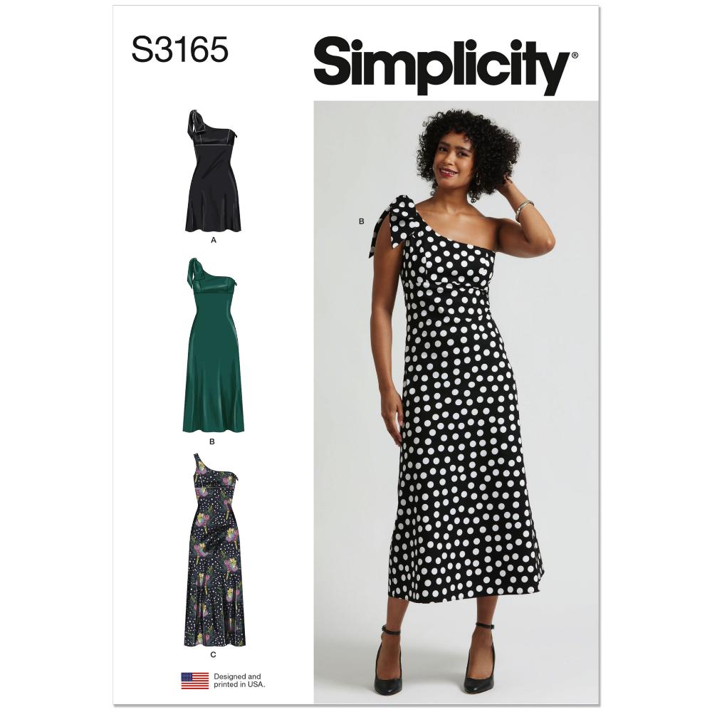 SIMPLICITY S3165 Misses' One Shoulder Dress in Three Lengths