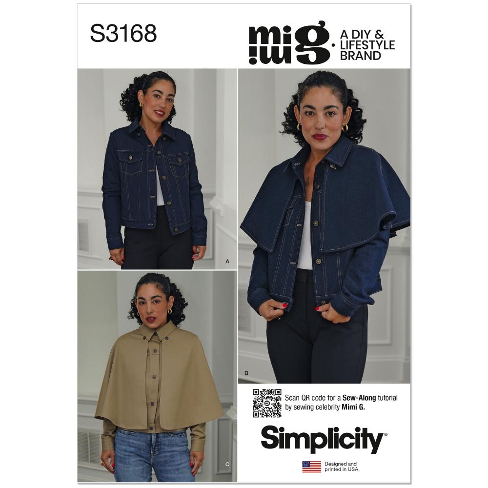 SIMPLICITY S3168 Misses' Jacket with Detachable Capelet in Two Lengths by Mimi G Style
