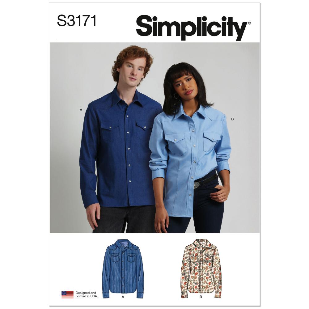 SIMPLICITY S3171 Unisex Western Style Shirt