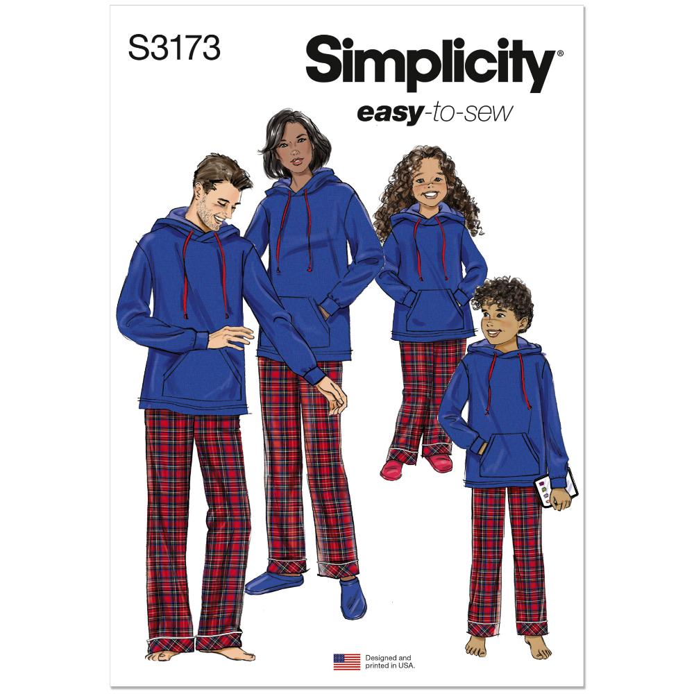 "SIMPLICITY S3173 Girl's, Boy's and Adult Knit Hoodie and Pants"