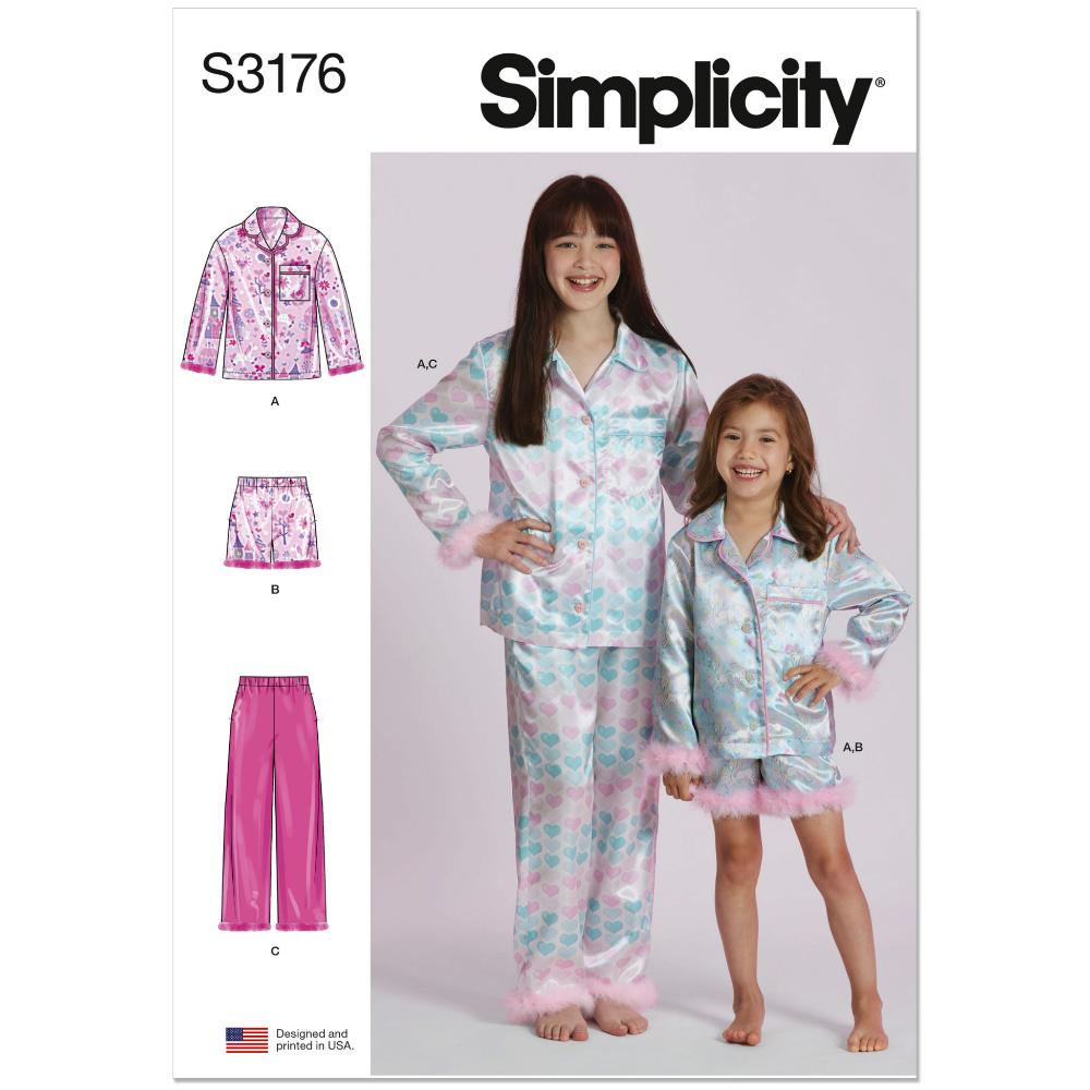 "SIMPLICITY S3176 Children's and Girls' Lounge Shirt, Shorts and Pants"