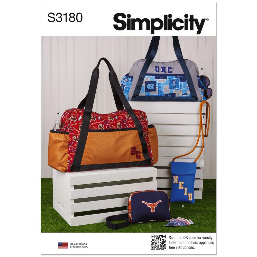 "SIMPLICITY S3180 Totes in two sizes, belt bag and pouch"