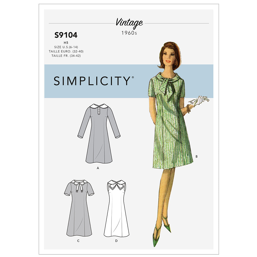 SIMPLICITY S9104 Misses' Vintage Dress