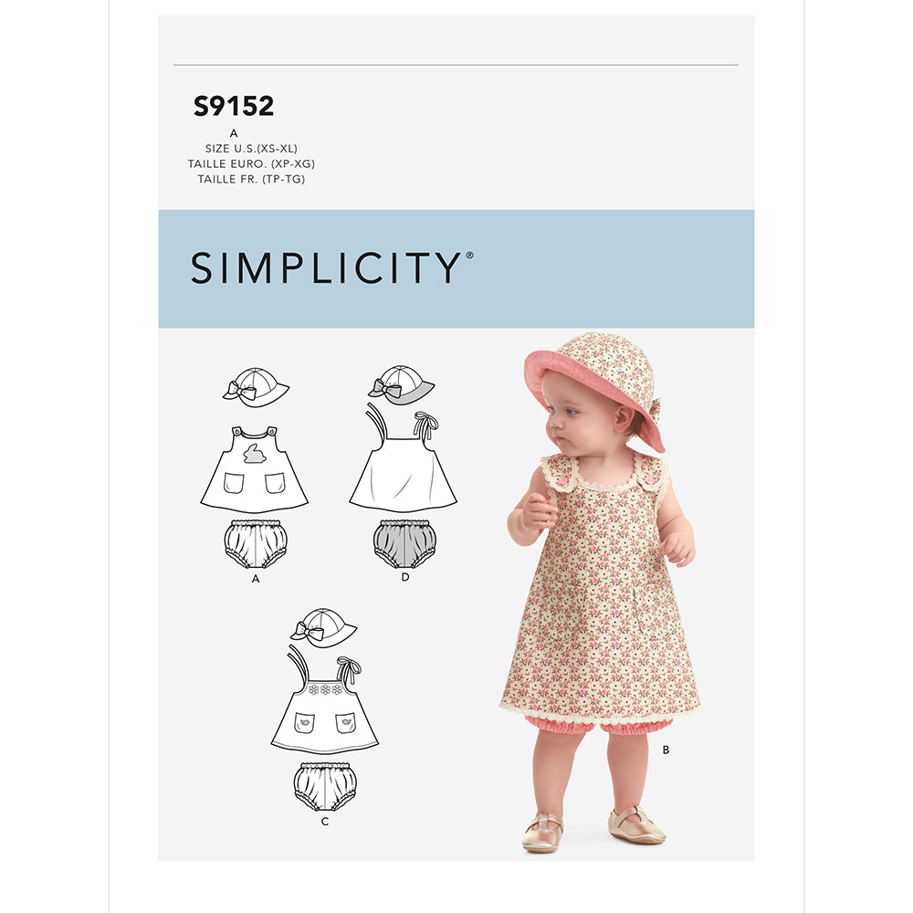 SIMPLICITY S9152 Babies' Dress, Panties, And Hat