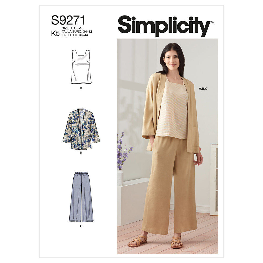 SIMPLICITY S9271 Misses' Jacket, Top, And Pants