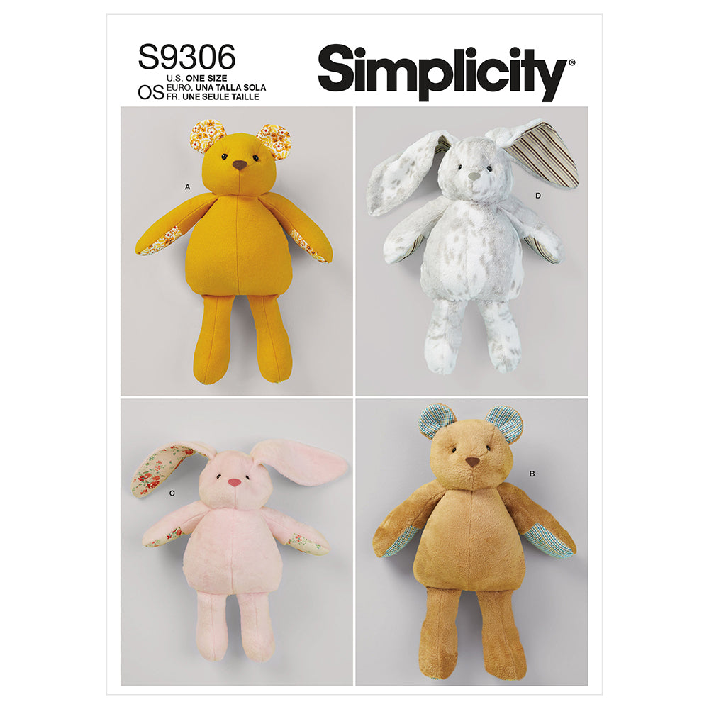 SIMPLICITY S9306 Plush Bears And Bunnies