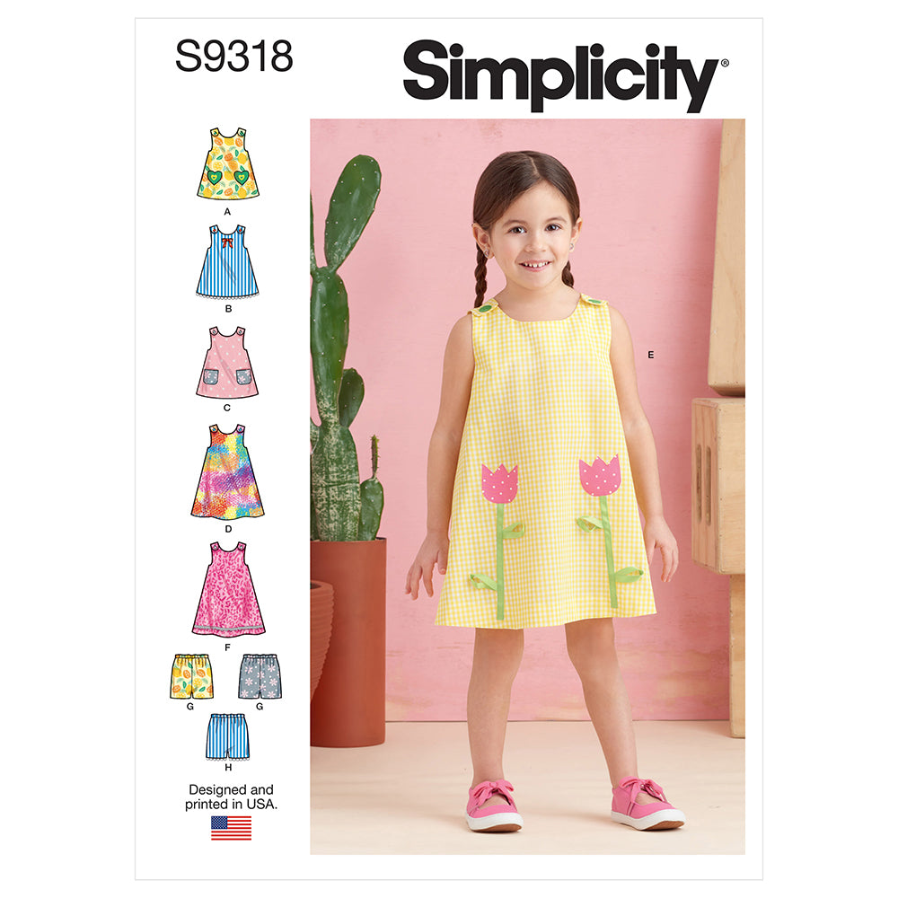 SIMPLICITY S9318 Toddlers' Tent Top, Dress, And Shorts