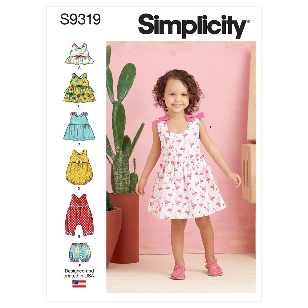 SIMPLICITY S9319 Toddlers' Criss-Cross Top, Dress, Rompers And Bloomers