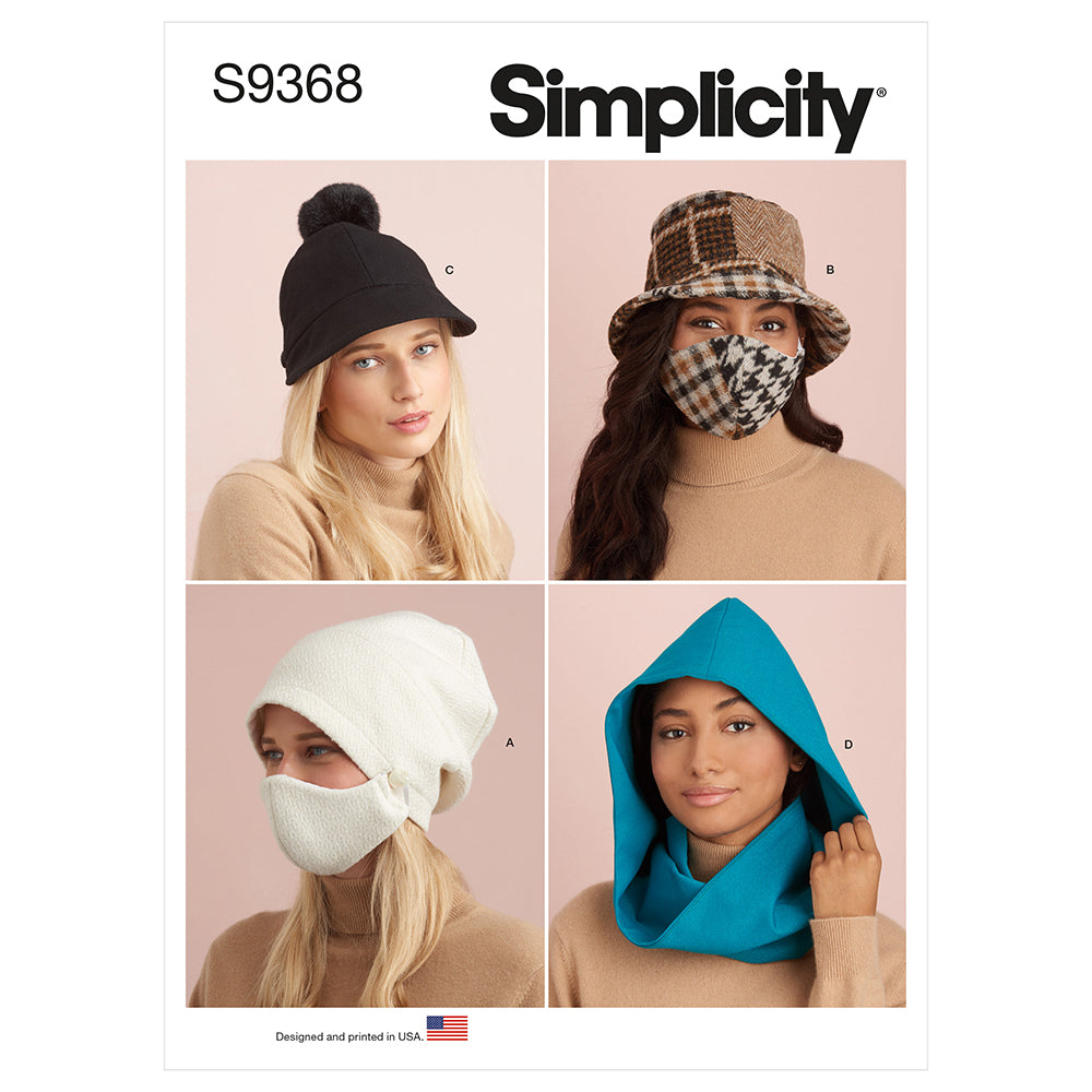 SIMPLICITY S9368 Hat And Mask Sets, Hooded Infinity Scarf And Mask