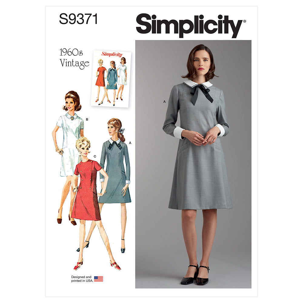 SIMPLICITY S9371 Misses And Women’s Dress With Collar, Cuff, And Sleeve Variations