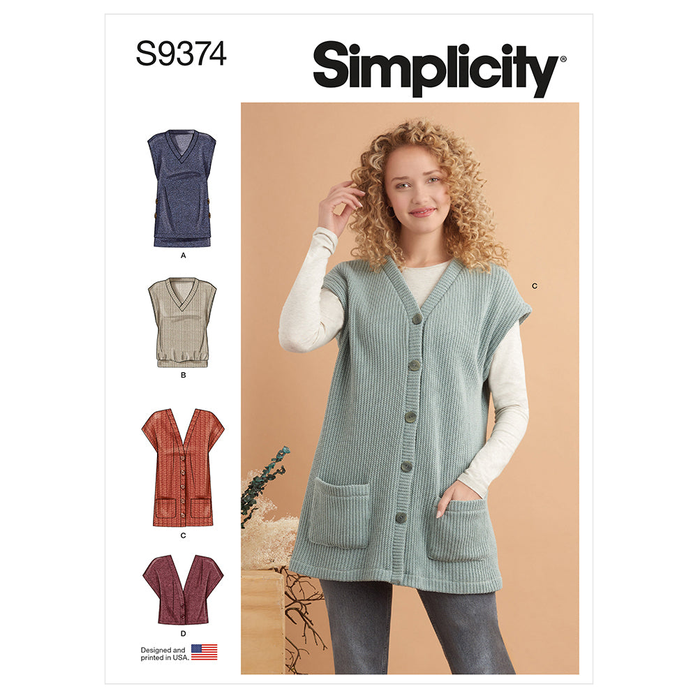 SIMPLICITY S9374 Misses' Knit Vests