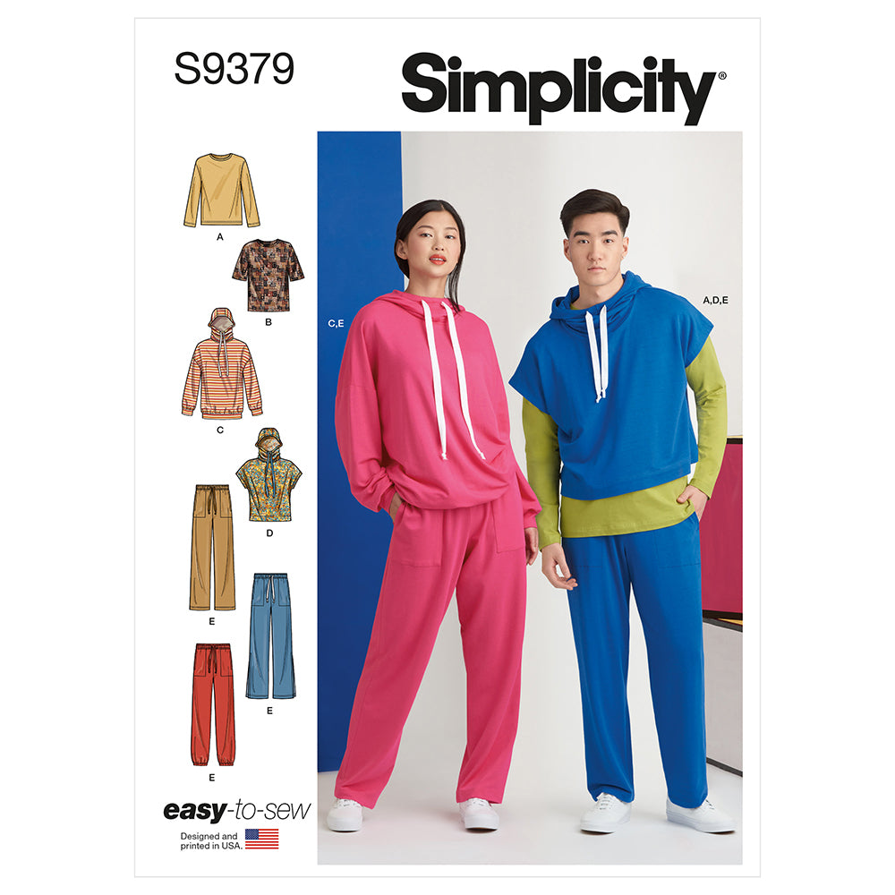 SIMPLICITY S9379 Unisex Oversized Knit Hoodies, Pants And Tees