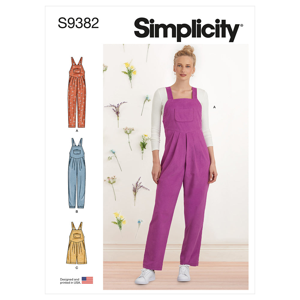 SIMPLICITY S9382 Misses' Overall With Shaped Raised Waist And Back Ties