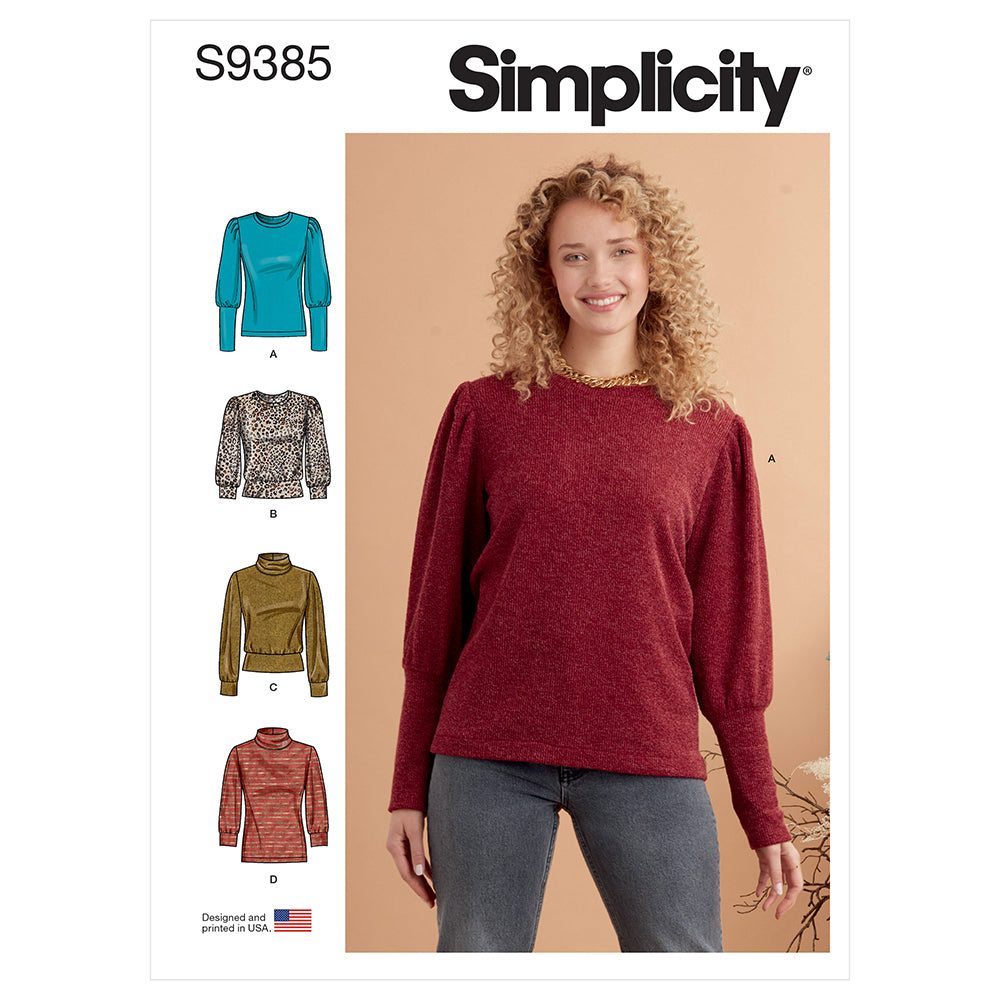 SIMPLICITY S9385 Misses' Knit Top With Length And Sleeve Variations