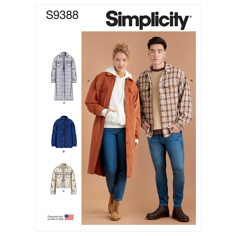 SIMPLICITY S9388 Unisex Shirt Jacket