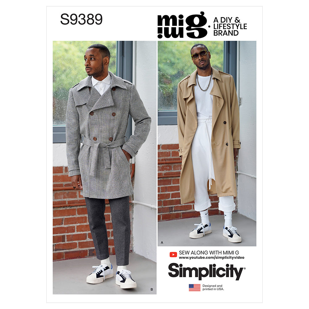 SIMPLICITY S9389 Men’s Trench Coat In Two Lengths