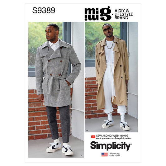 SIMPLICITY S9389 Men’s Trench Coat In Two Lengths