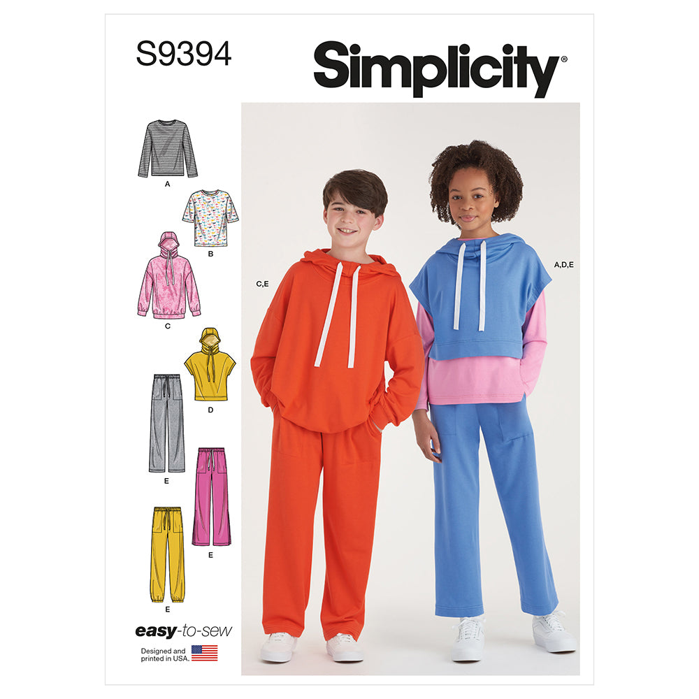 SIMPLICITY S9394 Boys And Girls' Oversized Knit Hoodies, Pants And Top