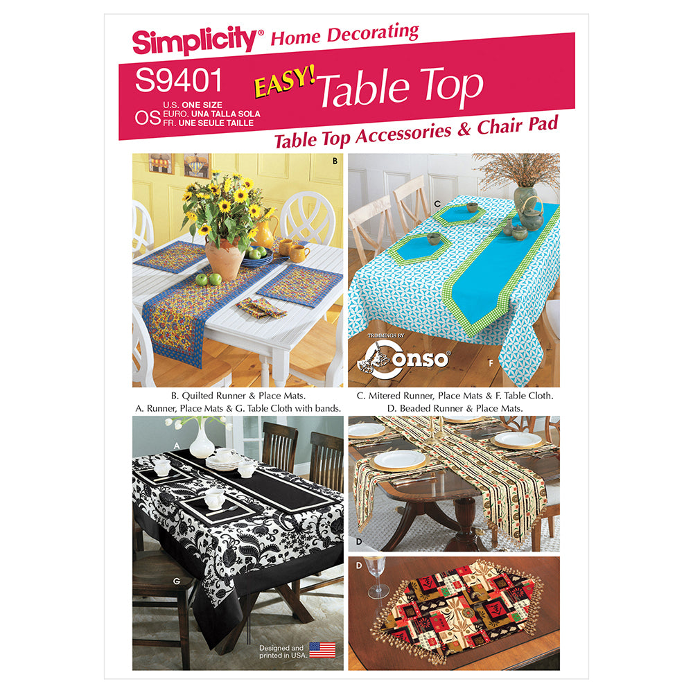 SIMPLICITY S9401 Tabletop Accessories And Chair Pad