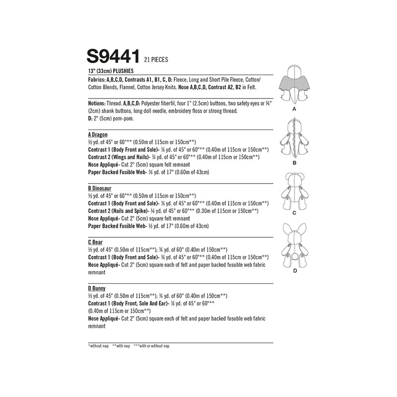 SIMPLICITY S9441 13" Plushies