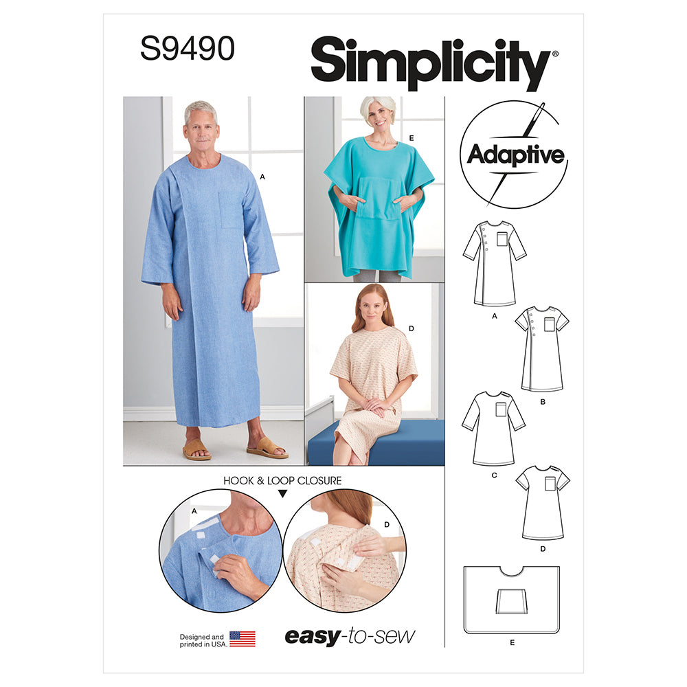 SIMPLICITY S9490 Unisex Recovery Gowns And Bed Robe